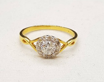 Natural Diamond 20k Gold Ring: VVS, Brilliant Cut