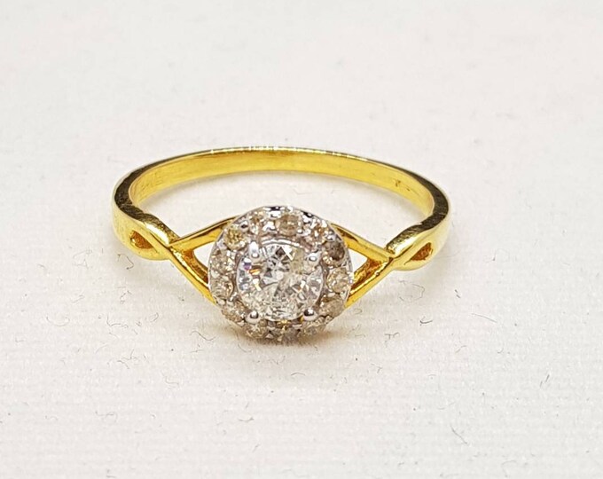 VVS Top Grade Real Natural Brilliant Cut Daimond 20k Gold Lovely Ring