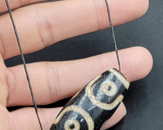 Rare Very Old Ancients Indo Tibeten Himalayan Old Agate Dzi Bead With Motifs Eyes