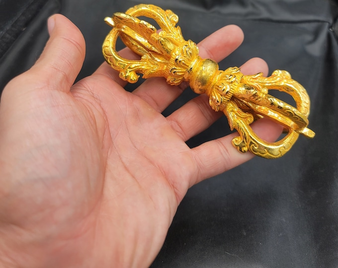 Wonderful Antique Gold Gulit Lucky Buddhist Medaval Tibeten Unique Dorje