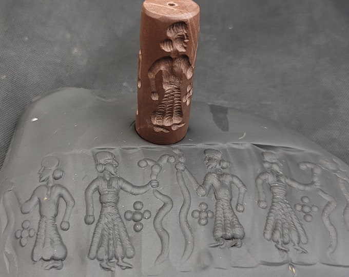 Ancient Cicra 7th-12 Century Greek Empire King Red Stone Intaglio Cylinder Seal Beads Stamp