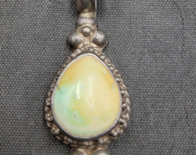 Antique Natural Turquoise Native American Vintage Siver Unique Pendant