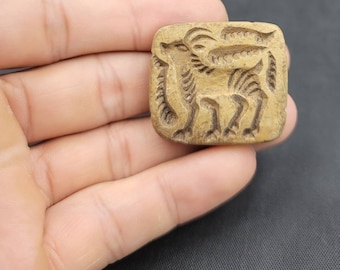 Ancient Near Eastern Indus Valley Old Stone Seal Goat Stamp Symbol Carved