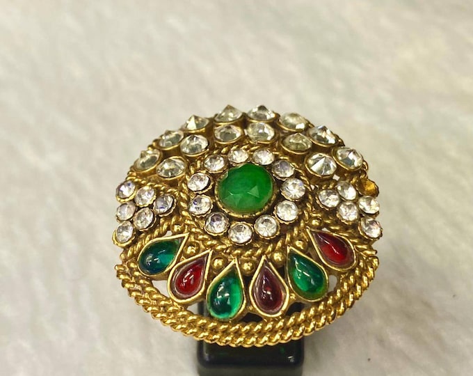 Wonderful Vintage Victorian Design 20k Gold Over Silver With Natural Gemstone