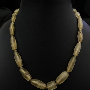 Ancient Old Himalayan Clear Quartz Tube Beads Necklace Strand