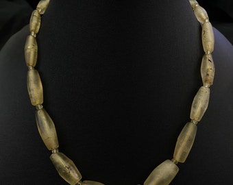 Ancient Old Himalayan Clear Quartz Tube Beads Necklace Strand