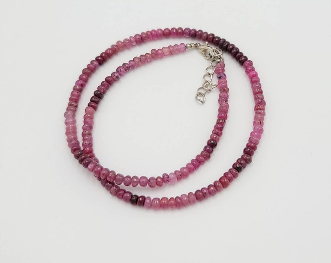 80ct Natural Mozambique Red And Pink Ruby Gemstone Necklace With Silver Claps Beautiful Quality Gemstone