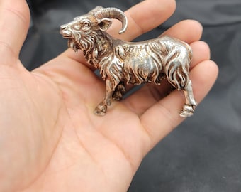 Vintage Art Deco Silver Ram Sculpture: Near Eastern Afghan Handicraft