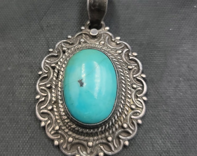 Excellent Quality Antique Natural Turquoise Native American Vintage Siver Unique Pendant