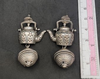 Vintage Silver Earrings Antique Earrings Beautiful Handmade Silver Afghani Earrings
