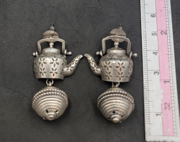 Vintage Silver Earrings Antique Earrings Beautiful Handmade Silver Afghani Earrings
