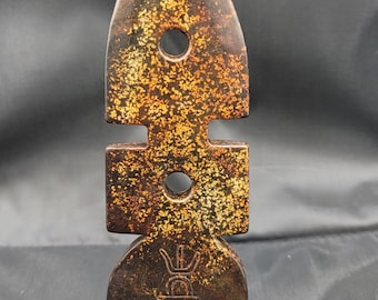 Antique Old Brown Jade Unique Tibetan Ancient Sword Knife Hand Carved