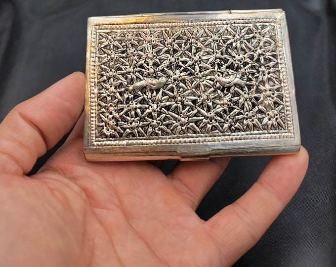 Beautiful Vintage Silver Handmade Carved Northern Thailand Silver Wallet Box