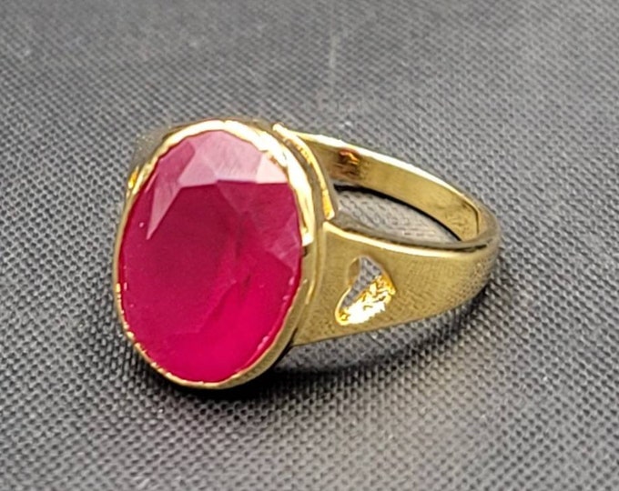 Natural Red Ruby Gold Over Silver Beautiful Excellent Top Quality Gemstone Ring