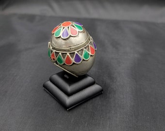 Afghanistan Uniquely Huge Antique Silver Ring With Turquoise coral and Lapis Lazuli