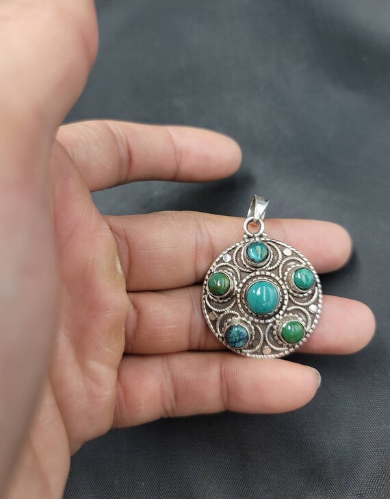 Super Beautiful Antique Silver Turquoise Native A… - image 2