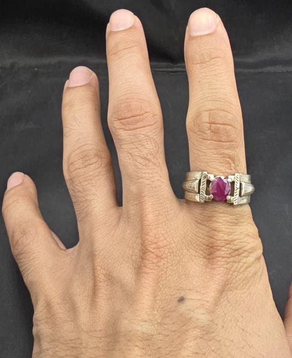 Handmade Vintage Sterling Silver Ring with Natura… - image 3