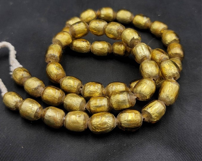 Ancient 300 Old Beautiful Pyu Temple Beads Necklace With Authentic Gold Leaf inside Beads