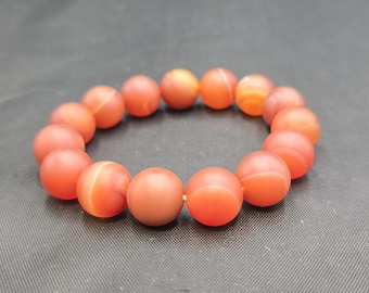 Ancient Red Agate Stone Bead Bracelet: Adjustable Baraclet (8cm)