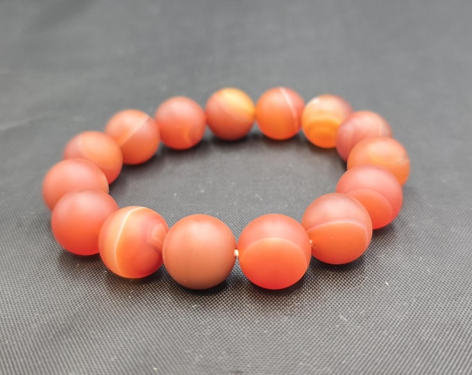 Ancient Red Agate Stone Bead Bracelet: Adjustable Baraclet (8cm)