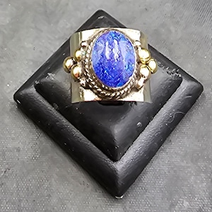 Handmade Tibeten Vintage Silver Ring With Lapis Lazuli Stone