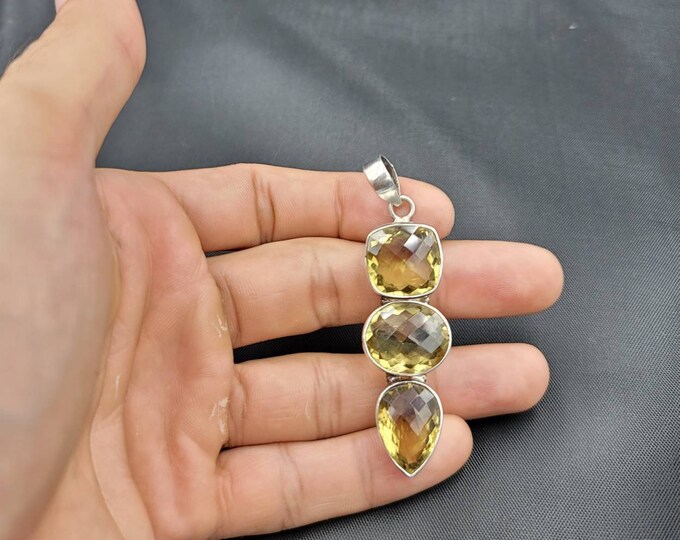 Superb Quality Lemon Toppaz Gemstone Sterling Silver Pendant