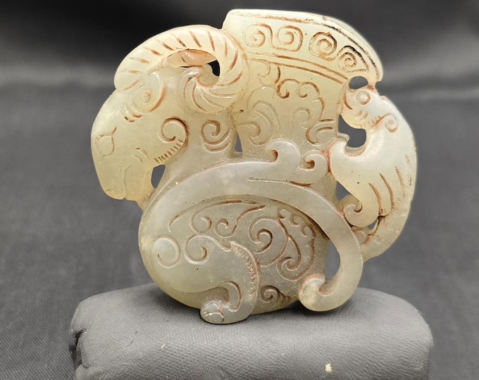 Authentic White Natural Jade Stone Chine Ming Human Figure Carved Unique Beads Pendant Amulet