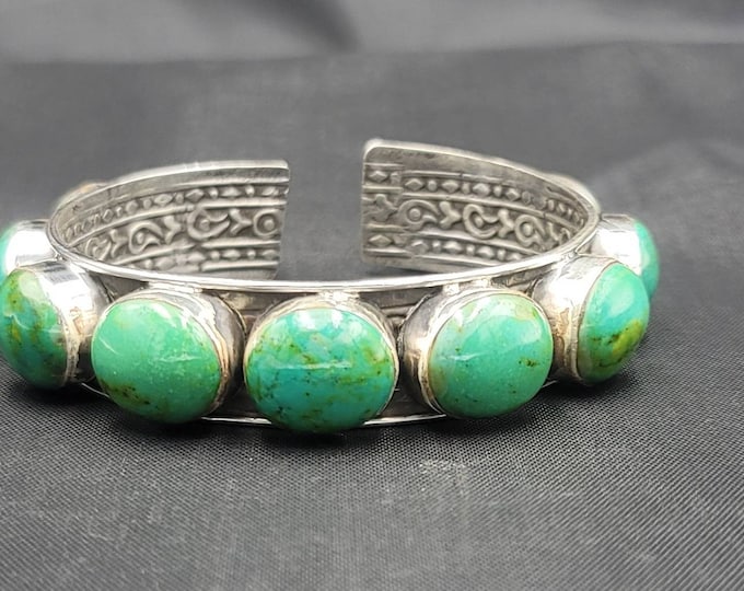 Vintage Natural Rare Color Tibeten Turquoise Stone Bangle / Bracelet