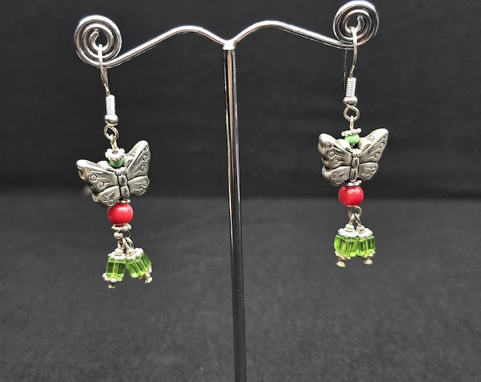 Vintage Thailand Design Handmade Silver Earrings With Crystal Quartz