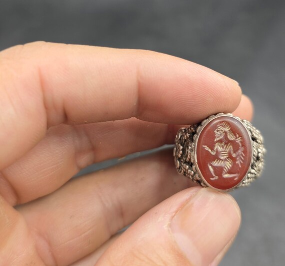 Amizing Antique Silver Unique Ring With Agate Sto… - image 6