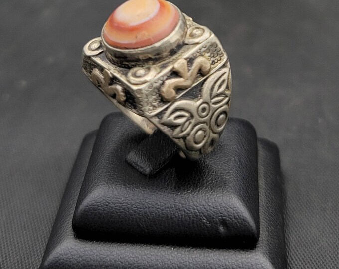 Amizing Ancient Unique Silver Ring With Evil Eyes Powerful Protection Ancient Agate Stone