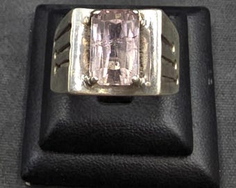 Amizing Vintage Silver Handmade Ring With Natural Pink Kunzite Stone  From Afghanistan