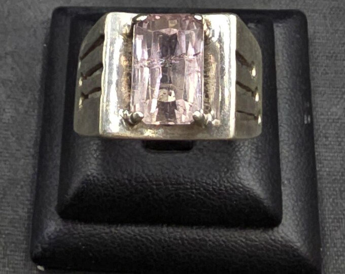 Amizing Vintage Silver Handmade Ring With Natural Pink Kunzite Stone  From Afghanistan