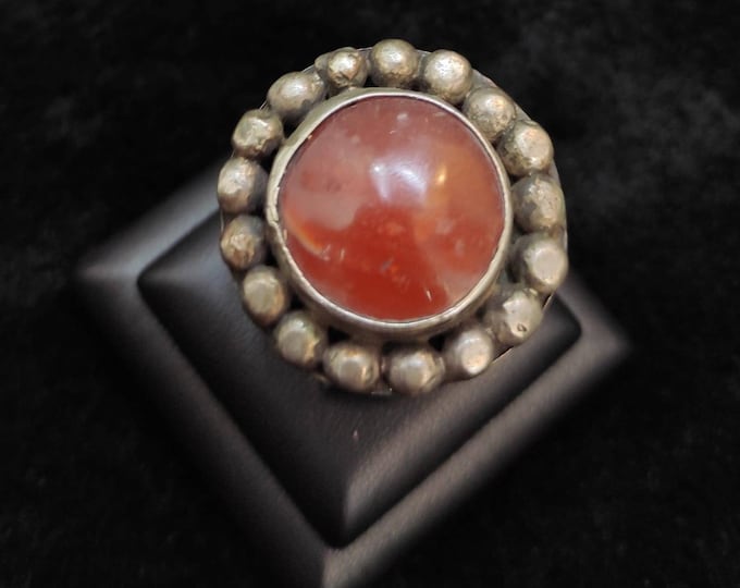 Soild Silver Antique Mughal Empire Wonderful Unique Ring With Ancient Agate Stone