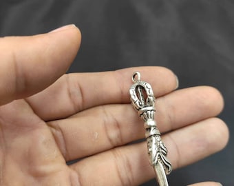 Tibetan Silver Purba Dorje Pendant: Vintage Lucky Blessing