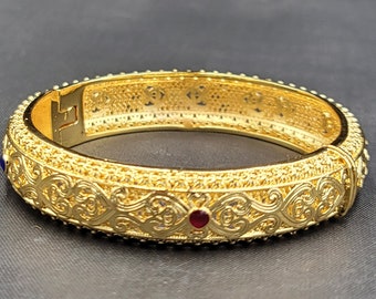 20k Gold Over Silver Bangle: Handmade Vintage Bracelet