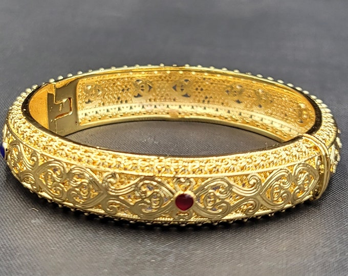 Lovely Bangle 20k Gold Over Silver Vintage Bangle Handmade Authentic Bracelet