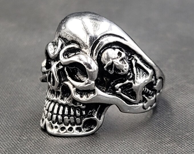 Vintage Silver Beautiful Handmade Authentic Silver Skull Ring Skull Ring