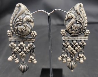 Beautiful Unique Sterling Silver Vintage Bird Earrings With Dangling Earrings Antique Earrings Silver Earrings Vintage Earrings