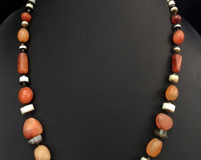 Real Ancient Sulimani Agate Stone Beads Beautiful Necklace Yeman