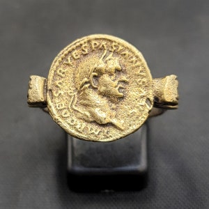 Ancient 2000 BC Century Greek King Coin Antique Bronze Ring