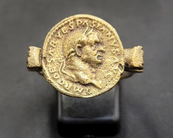 Ancient 2000 BC Century Greek King Coin Antique Bronze Ring