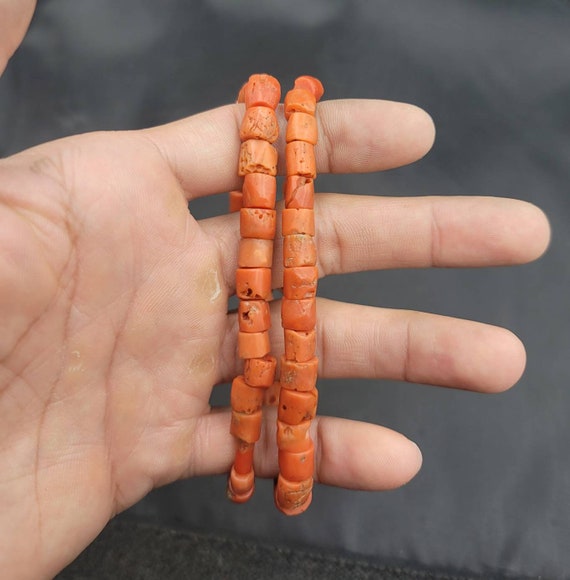 アンティーク天然珊瑚ビーズネックレス：イエメン珊瑚、54 cm - Etsy 日本
