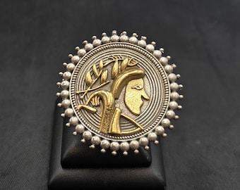 Vintage Solid Silver Egyptian Design Adjustable Ring