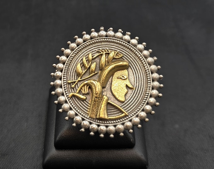Vintage Solid Silver Egyptian Design Adjustable Ring