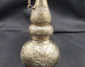 Antique Old Silver Near Eastern Unique Handmade Perfume Bottle