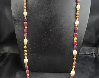 Antique Ruby & Pearl Necklace: Mughal Design, 18th Century Style