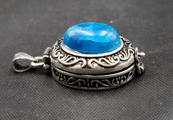 Sterling Vintage Silver Handmade Box Pendant With… - image 6
