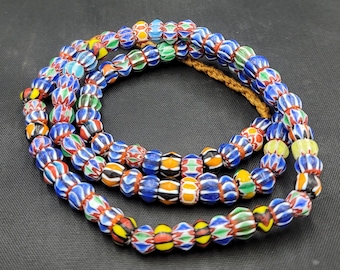 Beautiful Ancient Naga-Land Wonderful Mosaic Glass Gabree Beads Old Necklace Strand