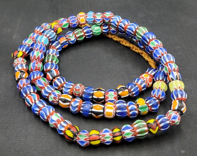 Beautiful Ancient Naga-Land Wonderful Mosaic Glass Gabree Beads Old Necklace Strand